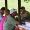 Club members enjoying thier meal while club member Fred Hess thinks of the next club tournament.