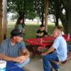 Sitting around and having fun enoying talking are club members Dennis Naylor (left) and Bill Bowers (right).