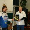 President Rick Ferrell presents 4th place plaque to Roy Headley.